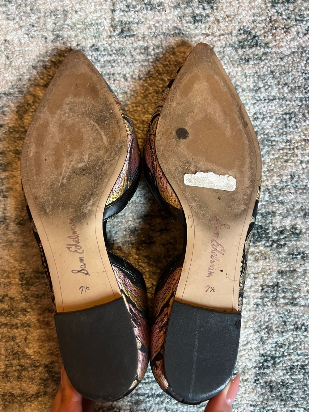 Sam Edelman Magenta & Gold Floral Pointed D'Orsay Flats - Picture 4 of 4